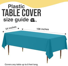 Premium Turquoise Plastic Table Covers | 12 Pack | 54 in. x 108 in.