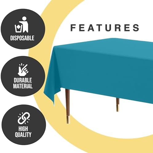 Premium Turquoise Plastic Table Covers | 12 Pack | 54 in. x 108 in.