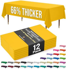 Premium Yellow Plastic Table Covers | 12 Pack | 54 in. x 108 in.