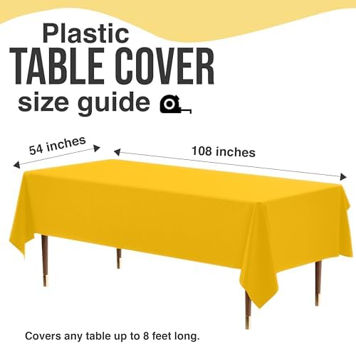 Premium Yellow Plastic Table Covers | 12 Pack | 54 in. x 108 in.