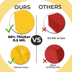 Premium Yellow Plastic Table Covers | 12 Pack | 54 in. x 108 in.