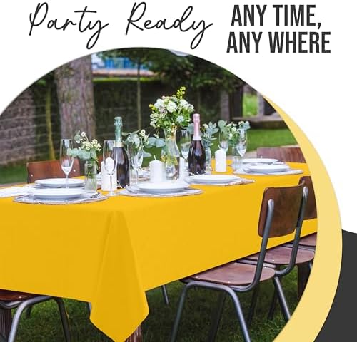 Premium Yellow Plastic Table Covers | 12 Pack | 54 in. x 108 in.