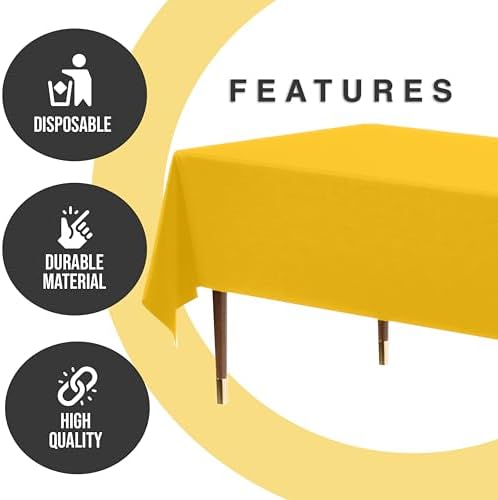 Premium Yellow Plastic Table Covers | 12 Pack | 54 in. x 108 in.