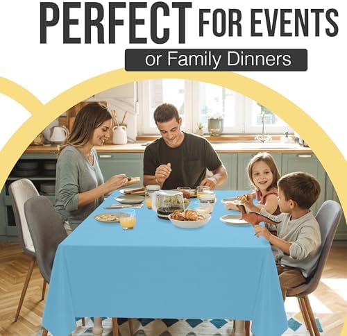 Premium Sky Blue Plastic Table Covers | 12 Pack | 54 in. x 108 in.