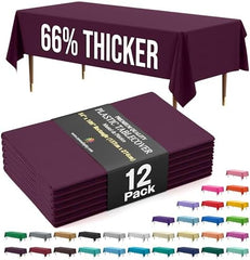 Premium Plum Plastic Table Covers | 12 Pack | 54 in. x 108 in.