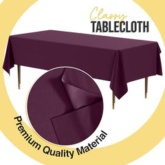 Premium Plum Plastic Table Covers | 12 Pack | 54 in. x 108 in.