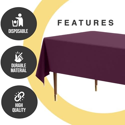 Premium Plum Plastic Table Covers | 12 Pack | 54 in. x 108 in.