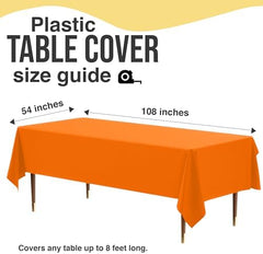 Premium Orange Plastic Table Covers | 12 Pack | 54 in. x 108 in.