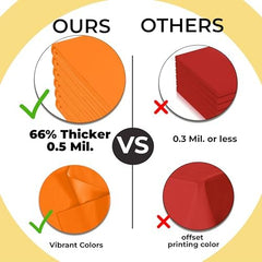 Premium Orange Plastic Table Covers | 12 Pack | 54 in. x 108 in.
