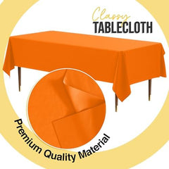 Premium Orange Plastic Table Covers | 12 Pack | 54 in. x 108 in.