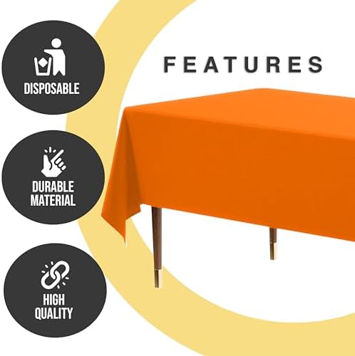 Premium Orange Plastic Table Covers | 12 Pack | 54 in. x 108 in.