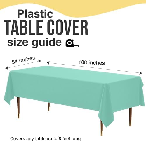 Premium Mint Plastic Table Covers | 12 Pack | 54 in. x 108 in.