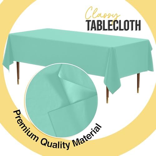 Premium Mint Plastic Table Covers | 12 Pack | 54 in. x 108 in.