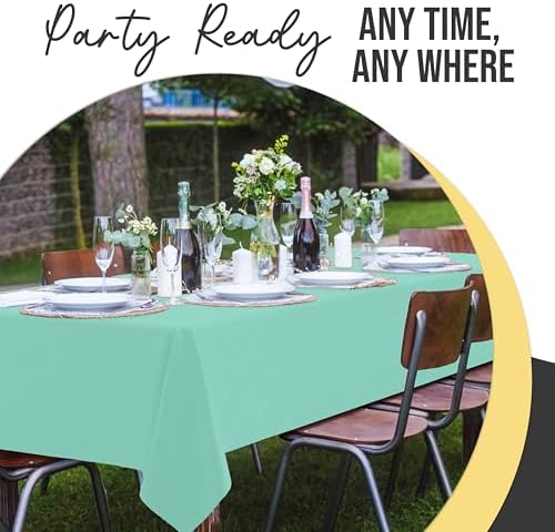 Premium Mint Plastic Table Covers | 12 Pack | 54 in. x 108 in.