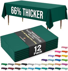 Premium Dark Green Plastic Table Covers | 12 Pack | 54 in. x 108 in.