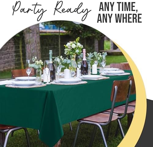 Premium Dark Green Plastic Table Covers | 12 Pack | 54 in. x 108 in.
