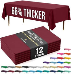 Premium Burgundy Plastic Table Covers | 12 Count | 54 in. x 108 in.