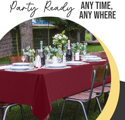 Premium Burgundy Plastic Table Covers | 12 Count | 54 in. x 108 in.