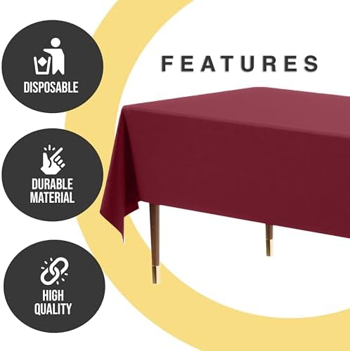 Premium Burgundy Plastic Table Covers | 12 Count | 54 in. x 108 in.