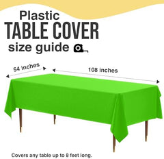 Premium Lime Green Plastic Table Covers | 12 Pack | 54 in. x 108 in.