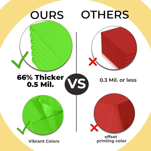 Premium Lime Green Plastic Table Covers | 12 Pack | 54 in. x 108 in.