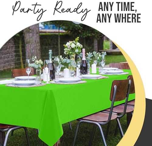 Premium Lime Green Plastic Table Covers | 12 Pack | 54 in. x 108 in.