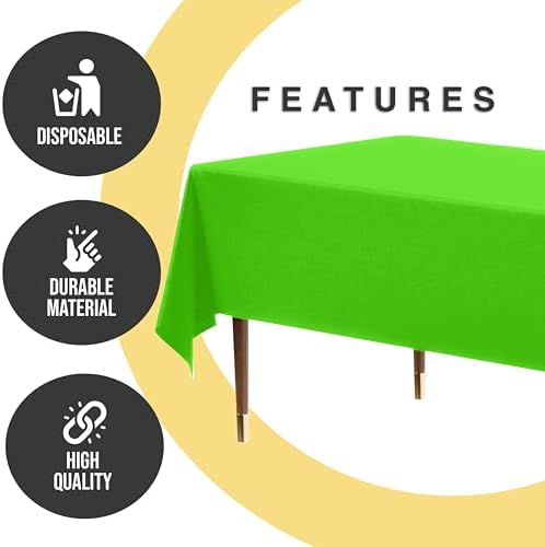 Premium Lime Green Plastic Table Covers | 12 Pack | 54 in. x 108 in.