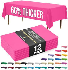 Premium Cerise Plastic Table Covers | 12 Pack | 54 in. x 108 in.