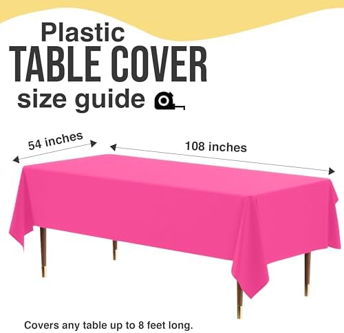 Premium Cerise Plastic Table Covers | 12 Pack | 54 in. x 108 in.