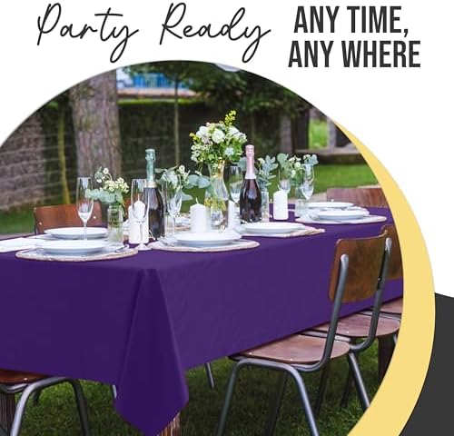 Premium Purple Plastic Table Covers | 12 Pack | 54 in. x 108 in.