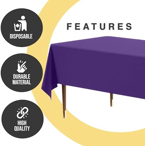 Premium Purple Plastic Table Covers | 12 Pack | 54 in. x 108 in.