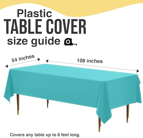 Premium Aqua Blue Plastic Table Covers | 12 Pack | 54 in. x 108 in.