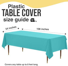 Premium Aqua Blue Plastic Table Covers | 12 Pack | 54 in. x 108 in.
