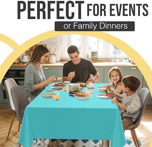 Premium Aqua Blue Plastic Table Covers | 12 Pack | 54 in. x 108 in.