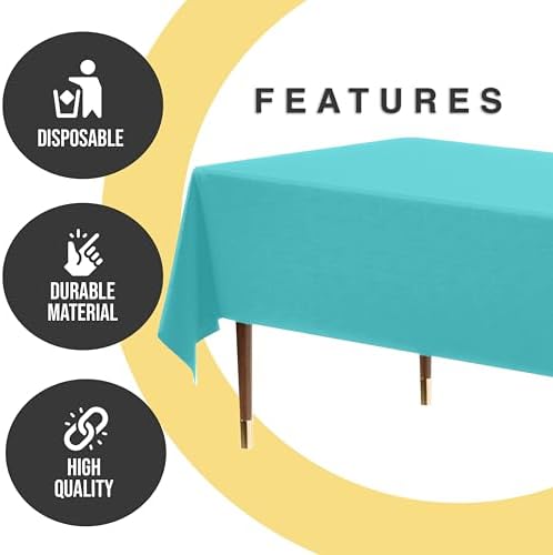 Premium Aqua Blue Plastic Table Covers | 12 Pack | 54 in. x 108 in.