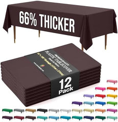Premium Brown Plastic Table Covers | 12 Pack | 54 in. x 108 in.