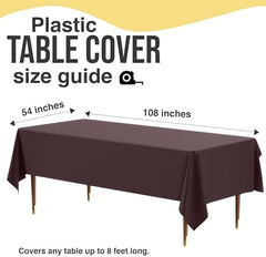 Premium Brown Plastic Table Covers | 12 Pack | 54 in. x 108 in.
