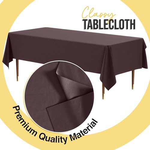 Premium Brown Plastic Table Covers | 12 Pack | 54 in. x 108 in.