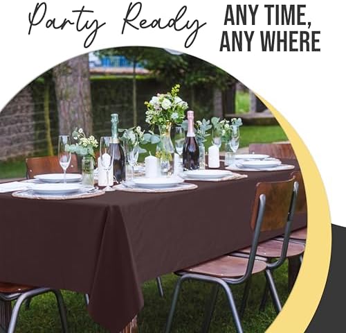 Premium Brown Plastic Table Covers | 12 Pack | 54 in. x 108 in.
