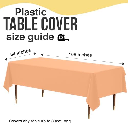 Premium Peach Plastic Table Covers | 12 Pack | 54 in. x 108 in.