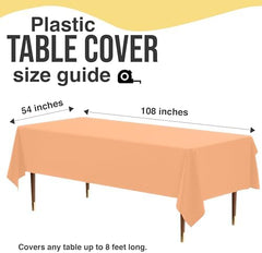 Premium Peach Plastic Table Covers | 12 Pack | 54 in. x 108 in.