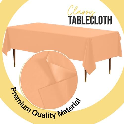 Premium Peach Plastic Table Covers | 12 Pack | 54 in. x 108 in.