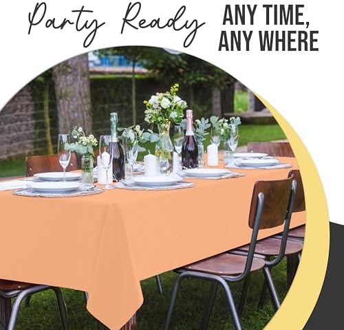 Premium Peach Plastic Table Covers | 12 Pack | 54 in. x 108 in.