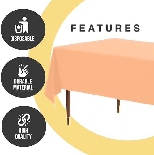 Premium Peach Plastic Table Covers | 12 Pack | 54 in. x 108 in.