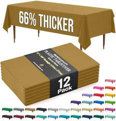 Premium Gold Plastic Table Covers | 12 Count | 54 in. x 108 in.