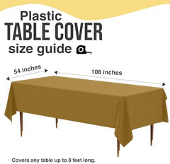 Premium Gold Plastic Table Covers | 12 Count | 54 in. x 108 in.