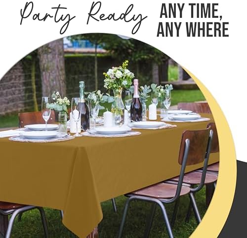 Premium Gold Plastic Table Covers | 12 Count | 54 in. x 108 in.