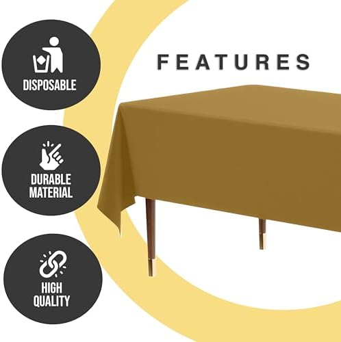 Premium Gold Plastic Table Covers | 12 Count | 54 in. x 108 in.