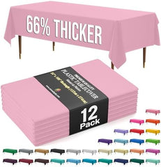 Premium Pink Plastic Table Covers | 12 Pack | 54 in. x 108 in.