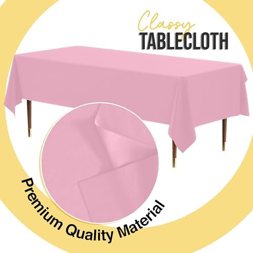 Premium Pink Plastic Table Covers | 12 Pack | 54 in. x 108 in.